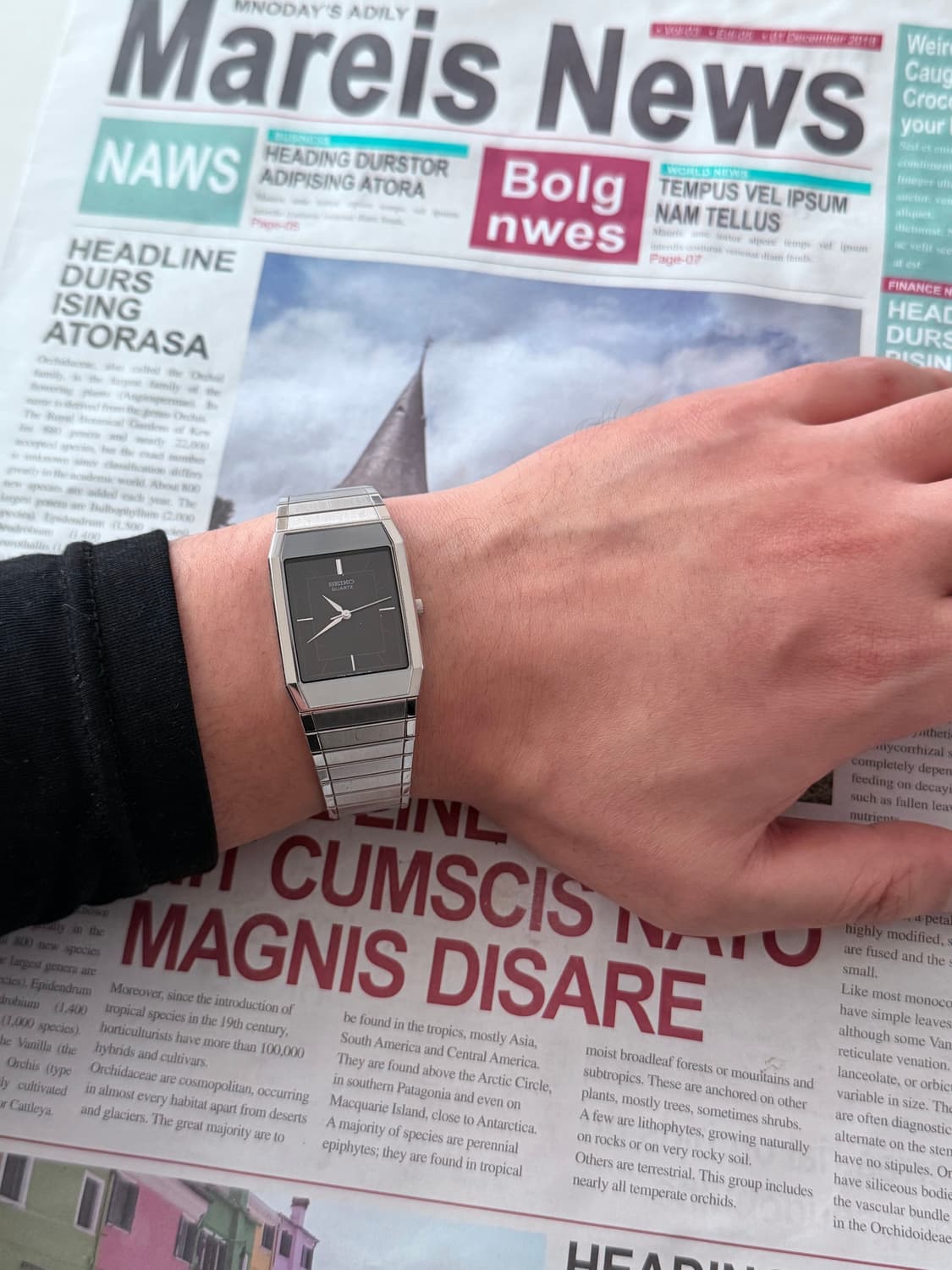 세이코 Seiko 쿼츠 블랙 스퀘어 상품이미지4