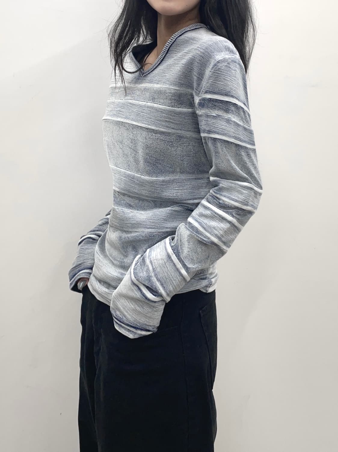 In the Attic stripe Gray Sleeve Tee 상품이미지2