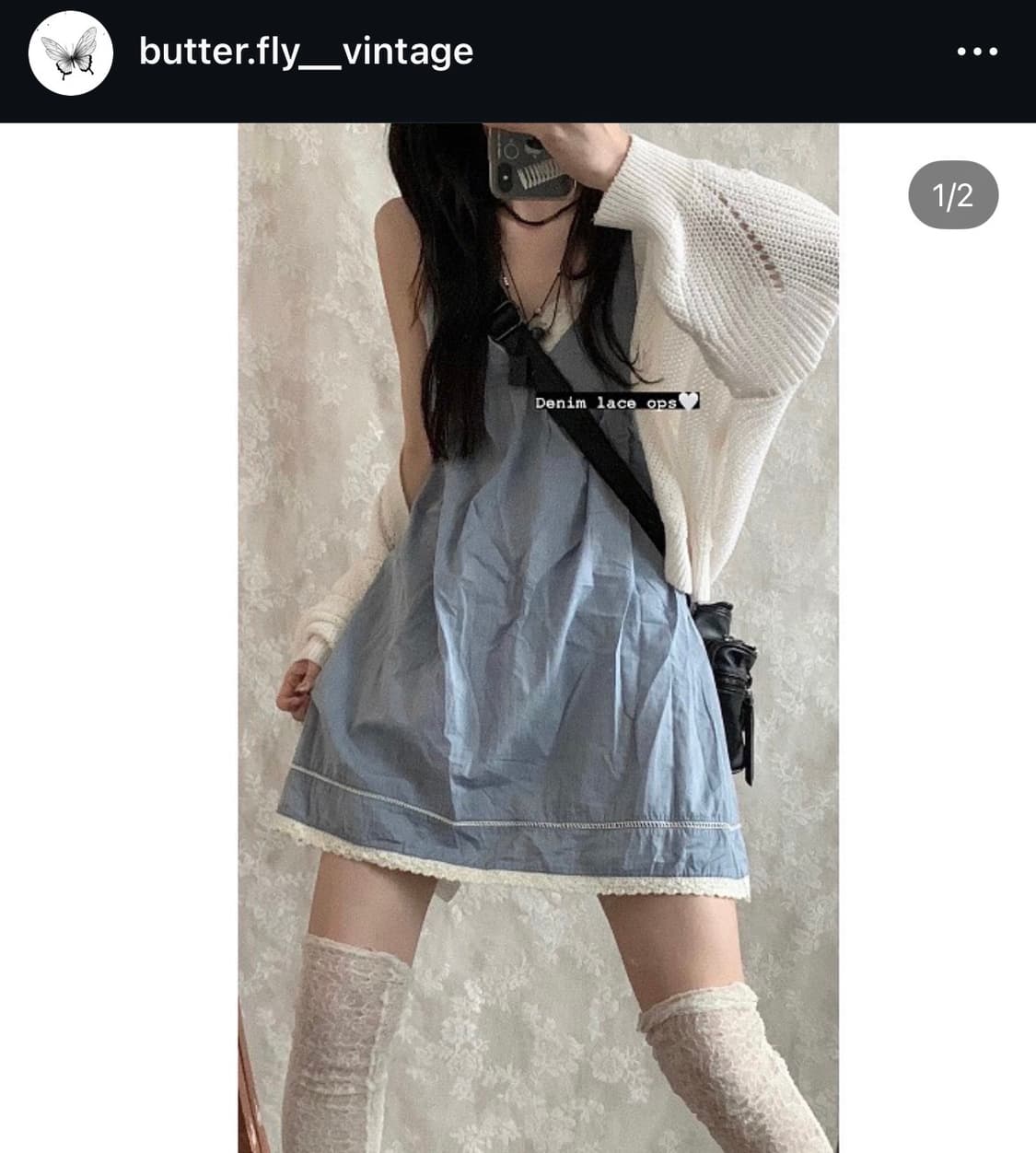 버터플라이빈티지 데님레이스 원피스 상품이미지1