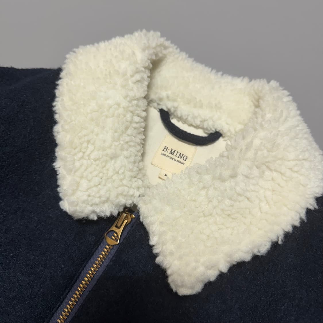 B:ming 다크네이비 울 폴리에스터 혼방 쉐르파 칼라넥 블루종 자켓 상품이미지3