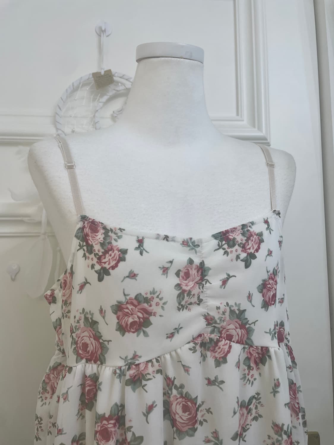 white rose print summer long opc(size-M) 상품이미지6