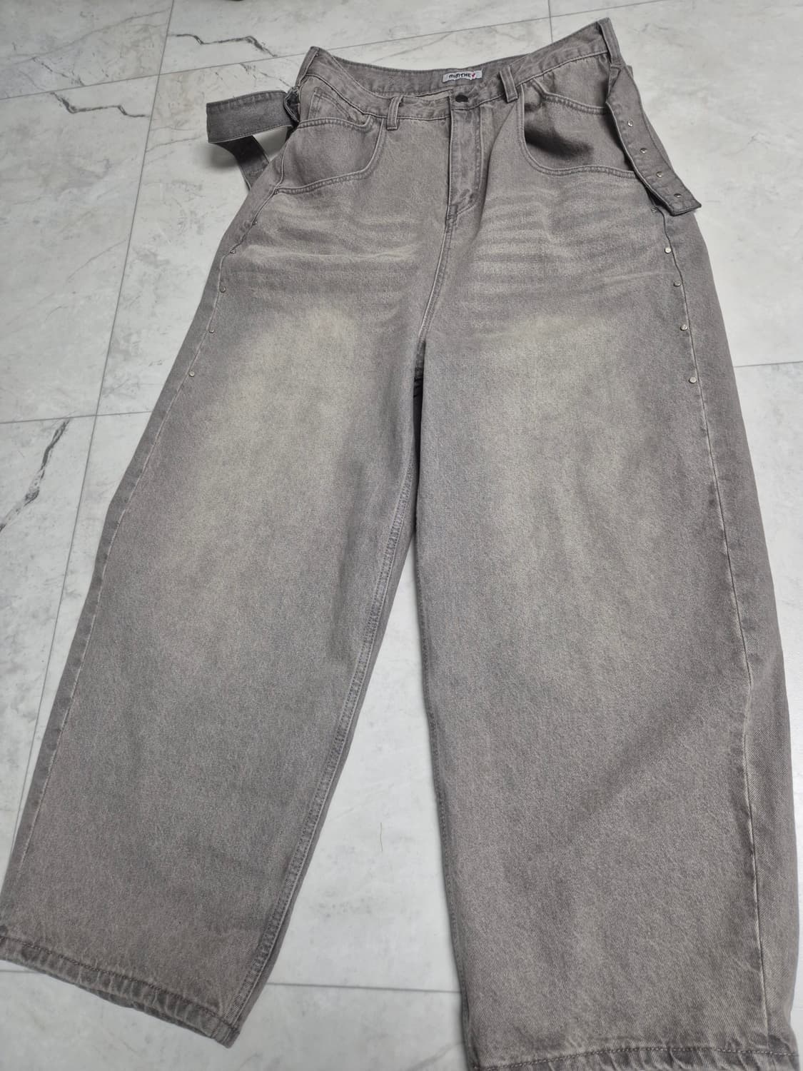 밈더워드로브 x 코인서울 벨티드 와이드 데님팬츠 2사이즈 상품이미지5