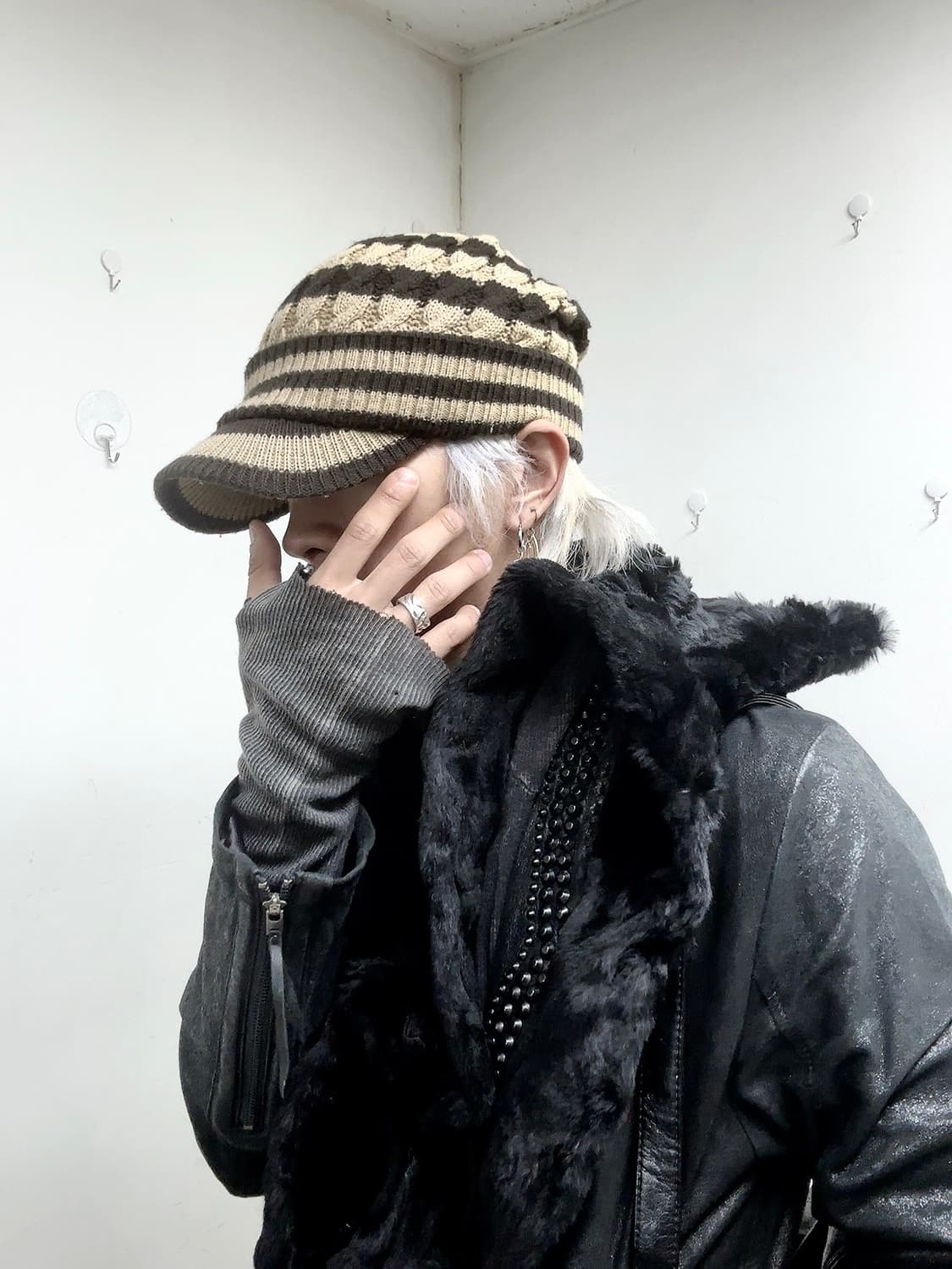 2000s Stipe Knit Cap 상품이미지1