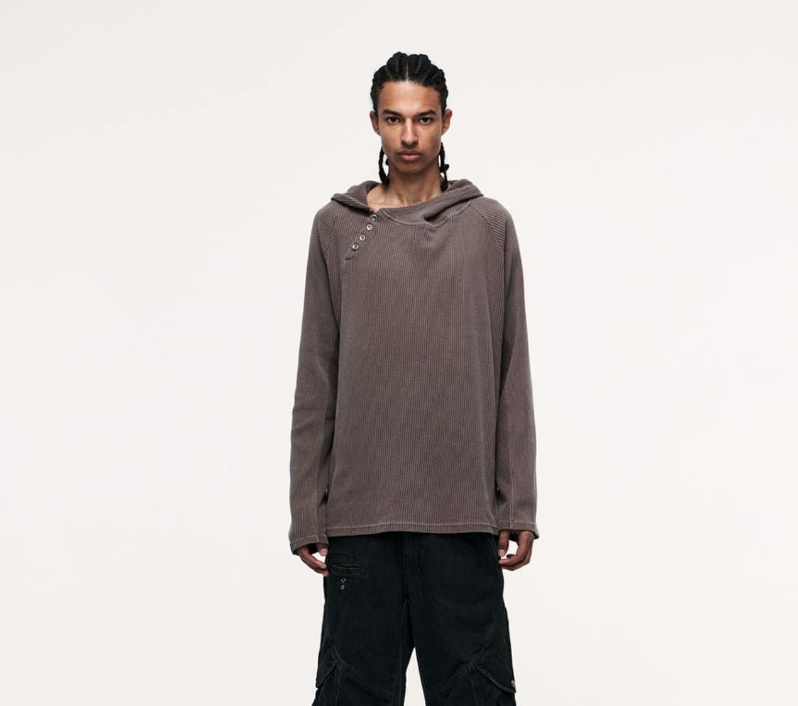 IGNOTA 이그노타 BUTTON HOODIE 버튼 후디 (BROWN) 상품이미지1