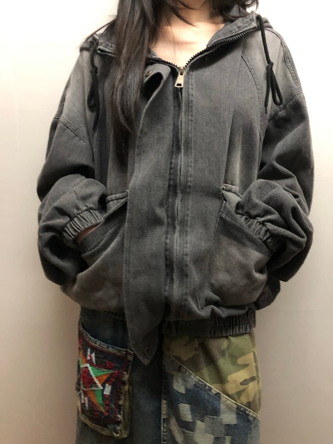 빈티지 블랙 데님 워싱 자켓 상품이미지3