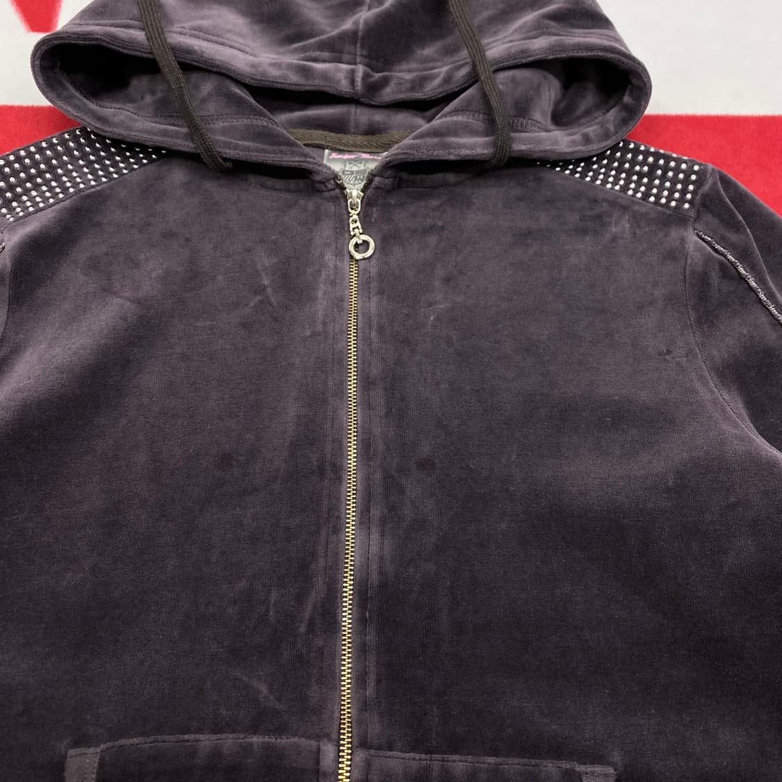 y2k 벨벳 후드집업 여성 L  상품이미지4