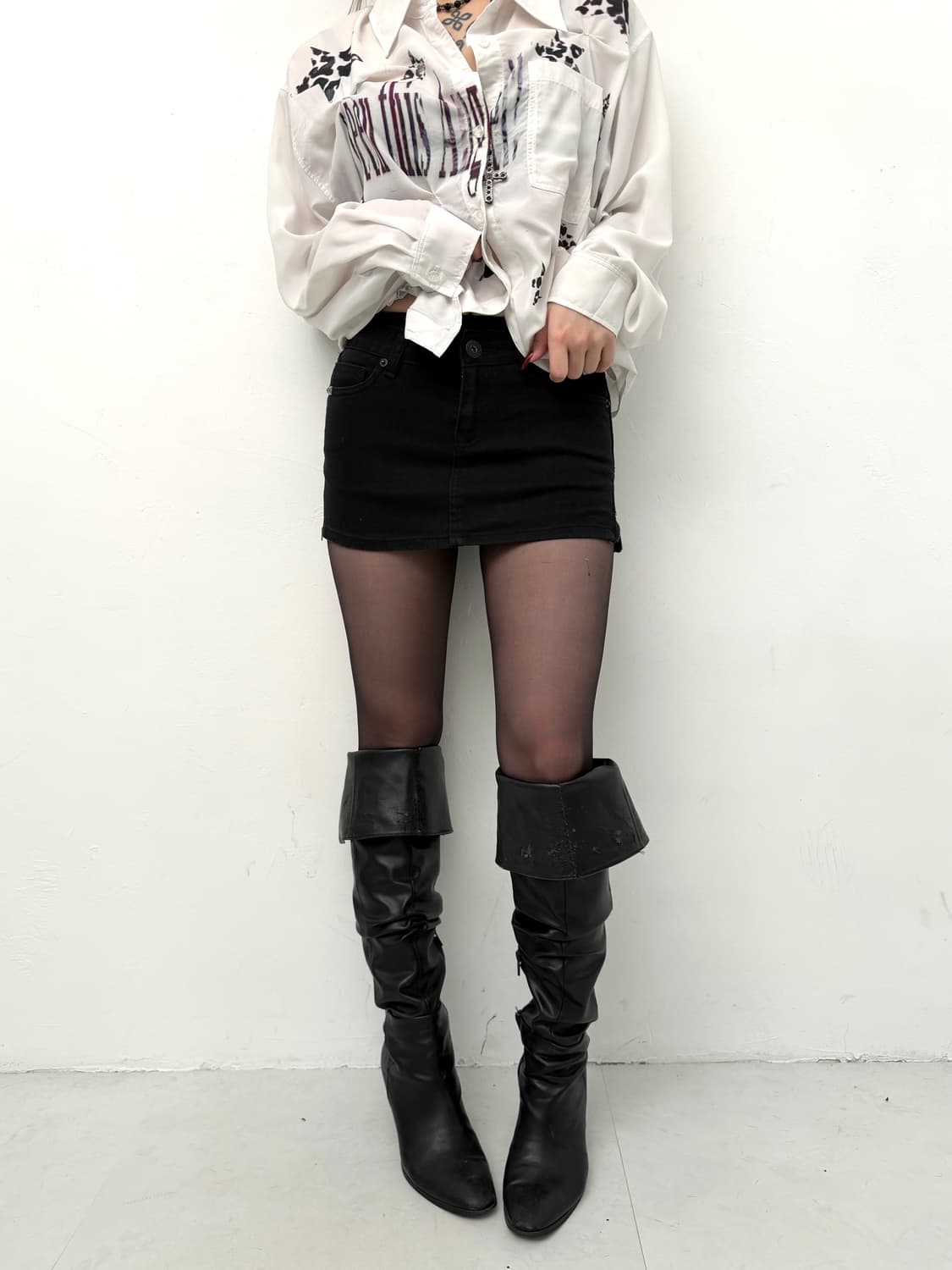 스터드 사이드 지퍼 미니 스커트 상품이미지2