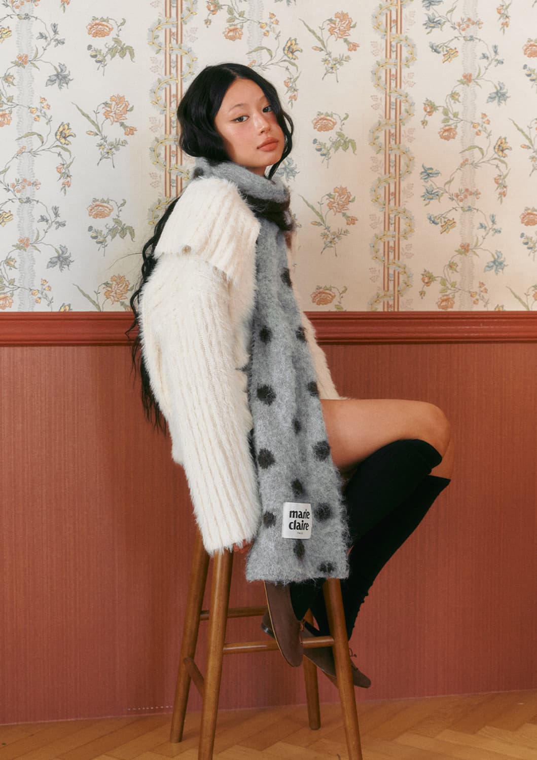 마리끌레르 도트 리버시블 울 머플러 상품이미지5