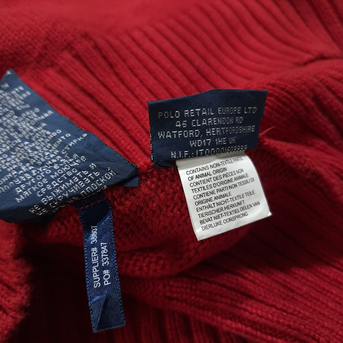 CL028 폴로 코튼 레더풀러 네이비포니 레드 풀집업 니트 스웨터 상품이미지7
