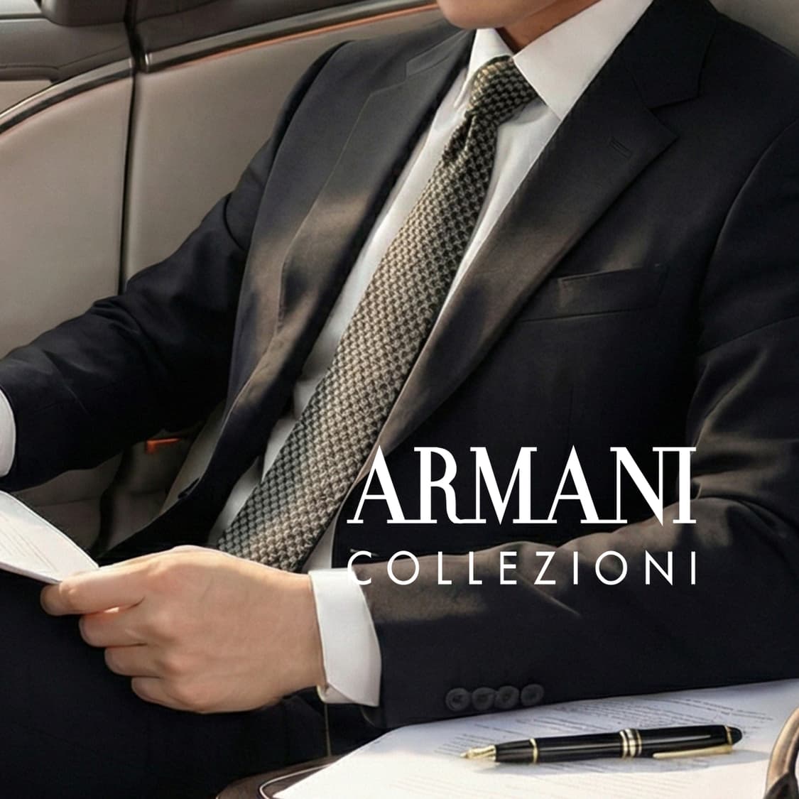 아르마니 꼴레지오니 울 그레이 패턴 넥타이 9.5cm A등급 A19374 상품이미지1