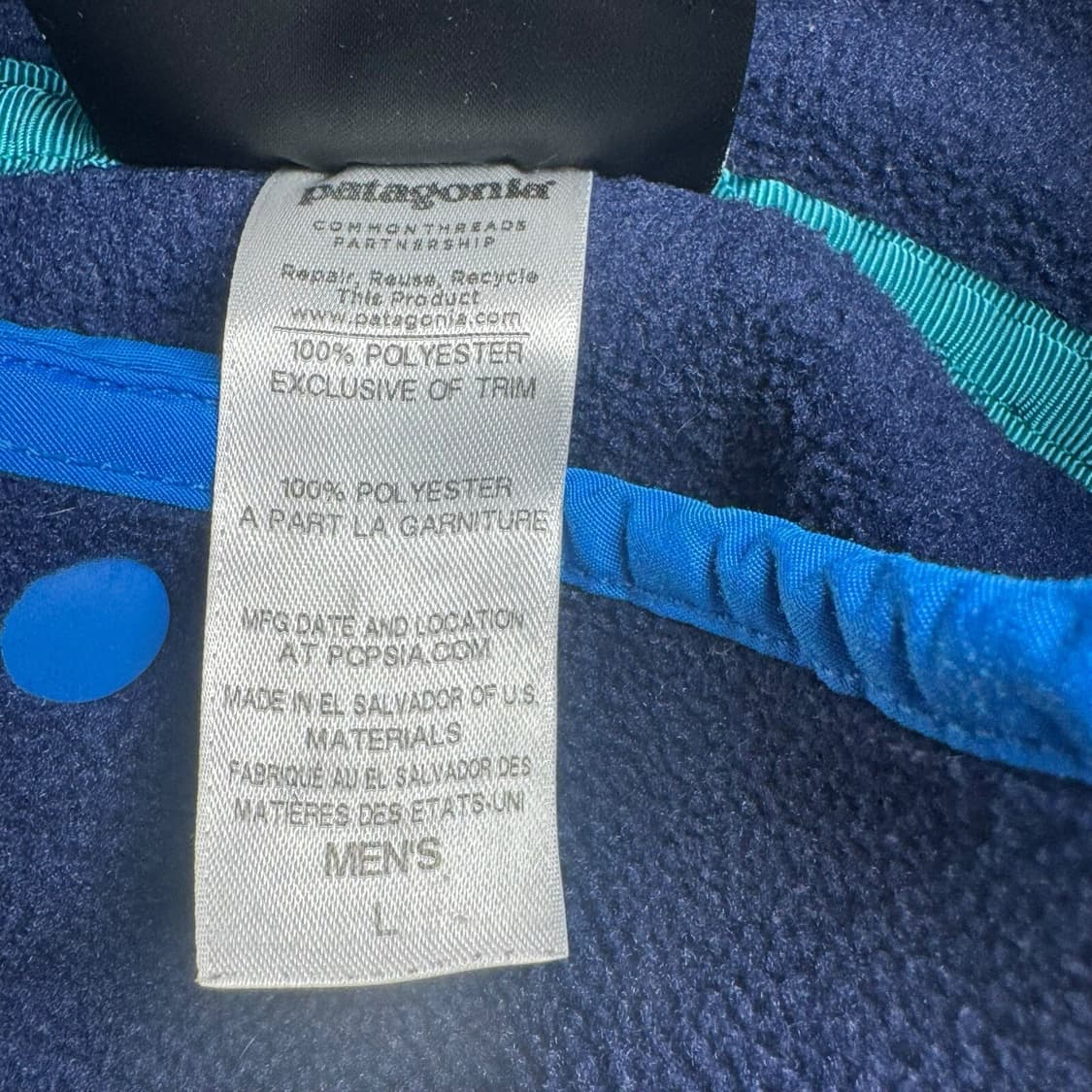 90s 파타고니아 신칠라 스냅-티 플리스 네이비/베이지 상품이미지4