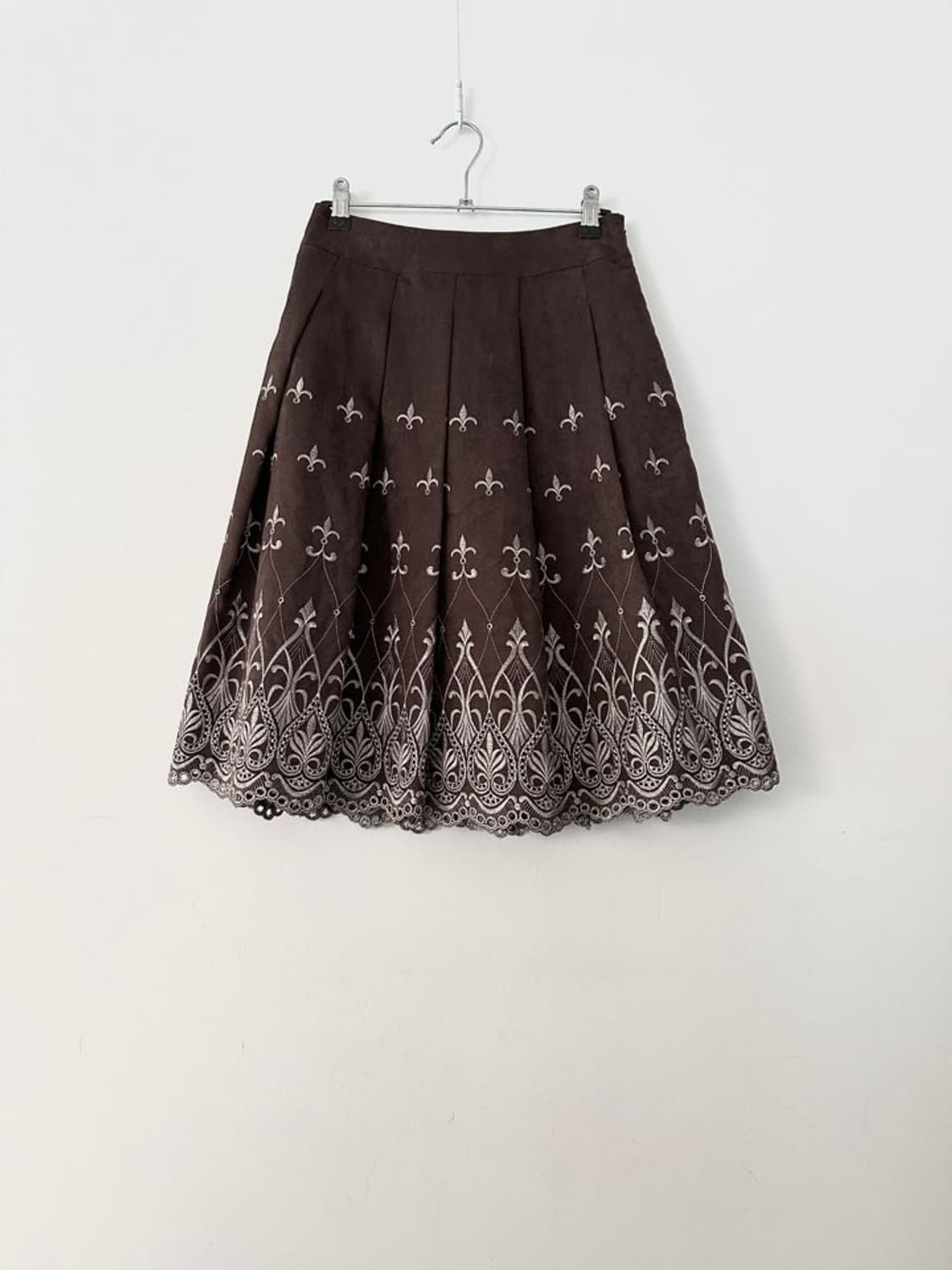 NABIA pattern suede skirt / deep brown 상품이미지2