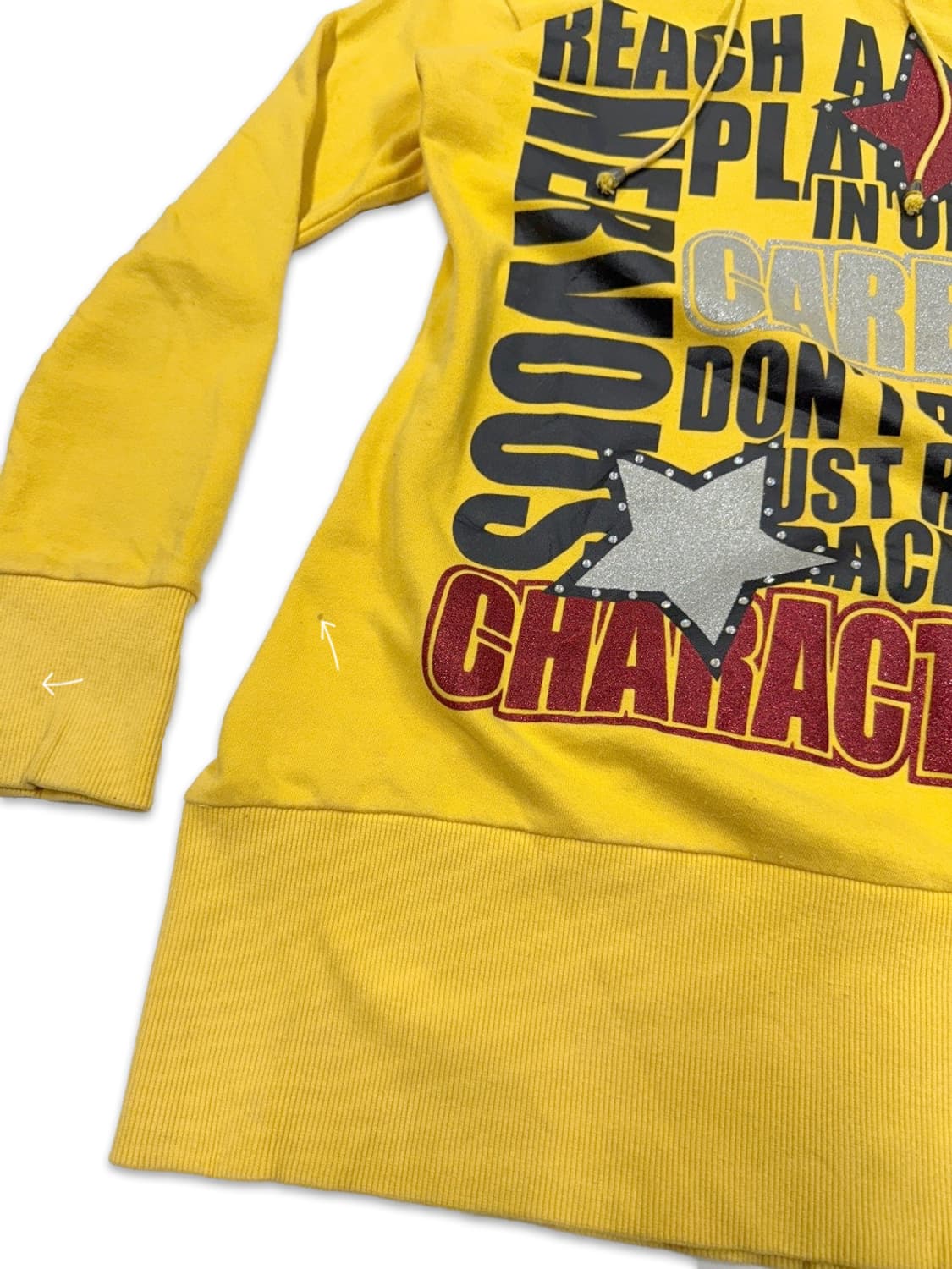 빈티지 옐로우 레터링 펑크 후드티 상품이미지4