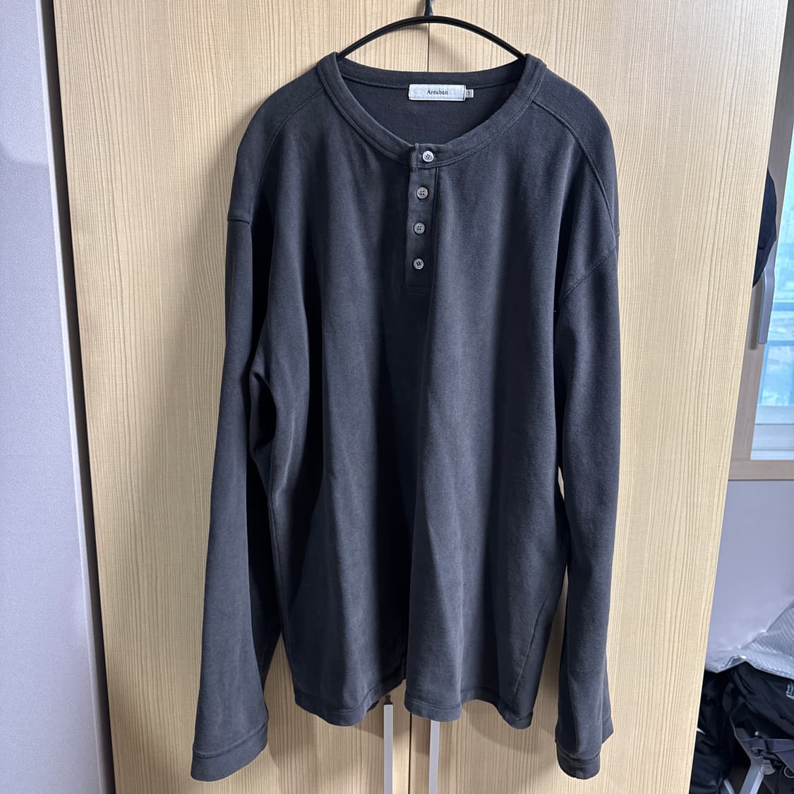 [3] 아르반 소프트 피치 헨리넥 롱슬리브 차콜 상품이미지2