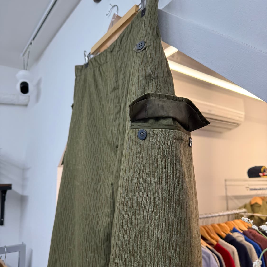 70s 빈티지 동독군 레인드랍 카모 방한 팬츠 (XL)   상품이미지4