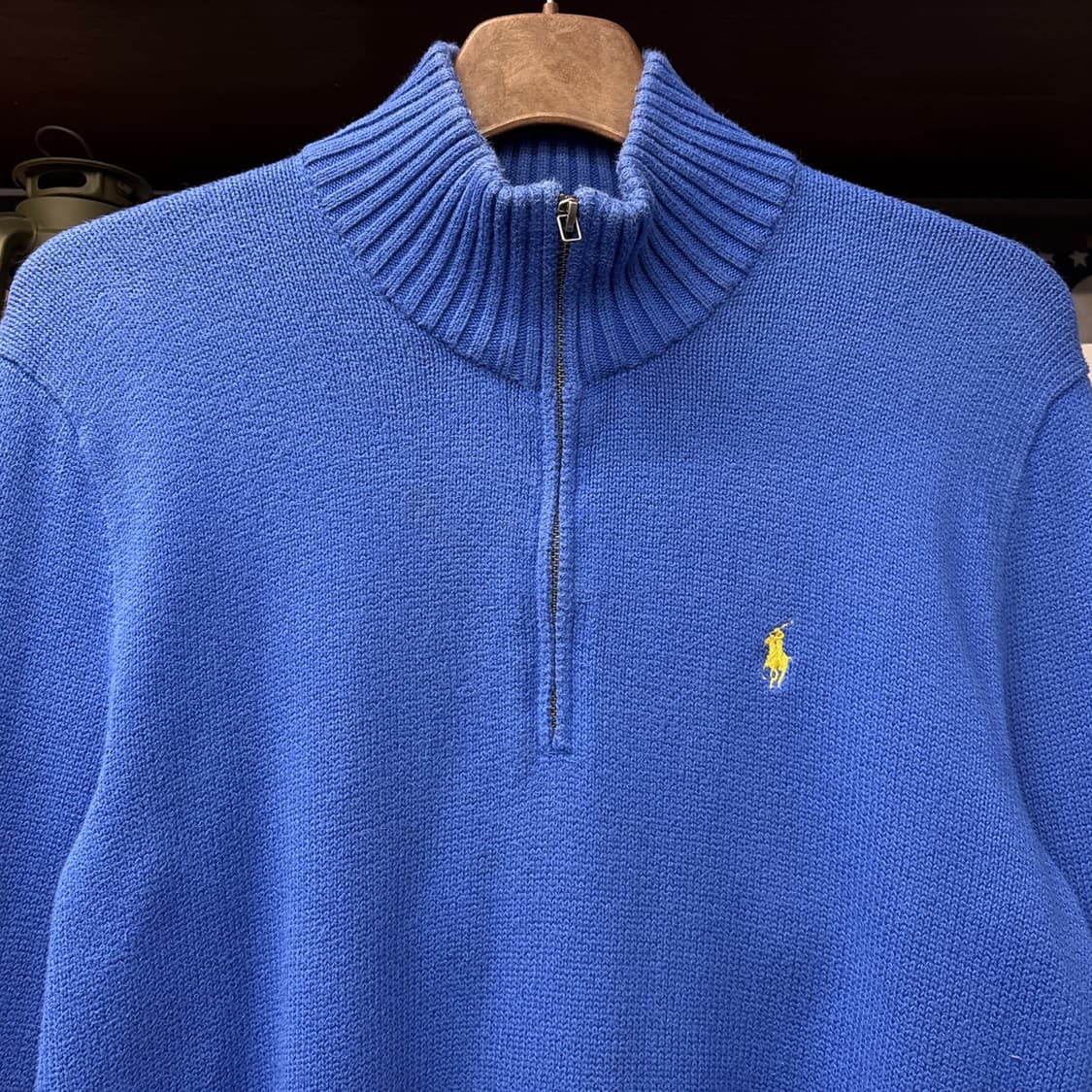 90s 폴로랄프로렌 청키립 코튼니트 하프집업 블루 N921 상품이미지3