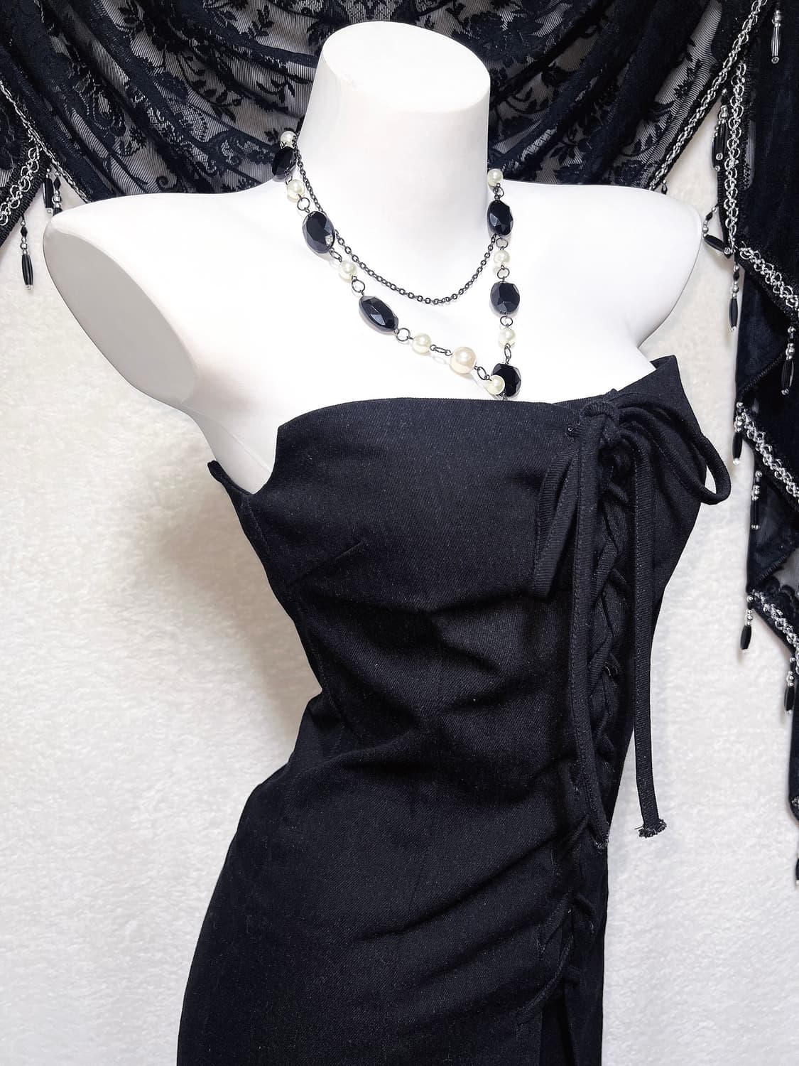 로맨틱고딕 고스펑크 히메갸루 블랙 코르셋 미니원피스 아일렛 탑드레스 섹시 상품이미지2