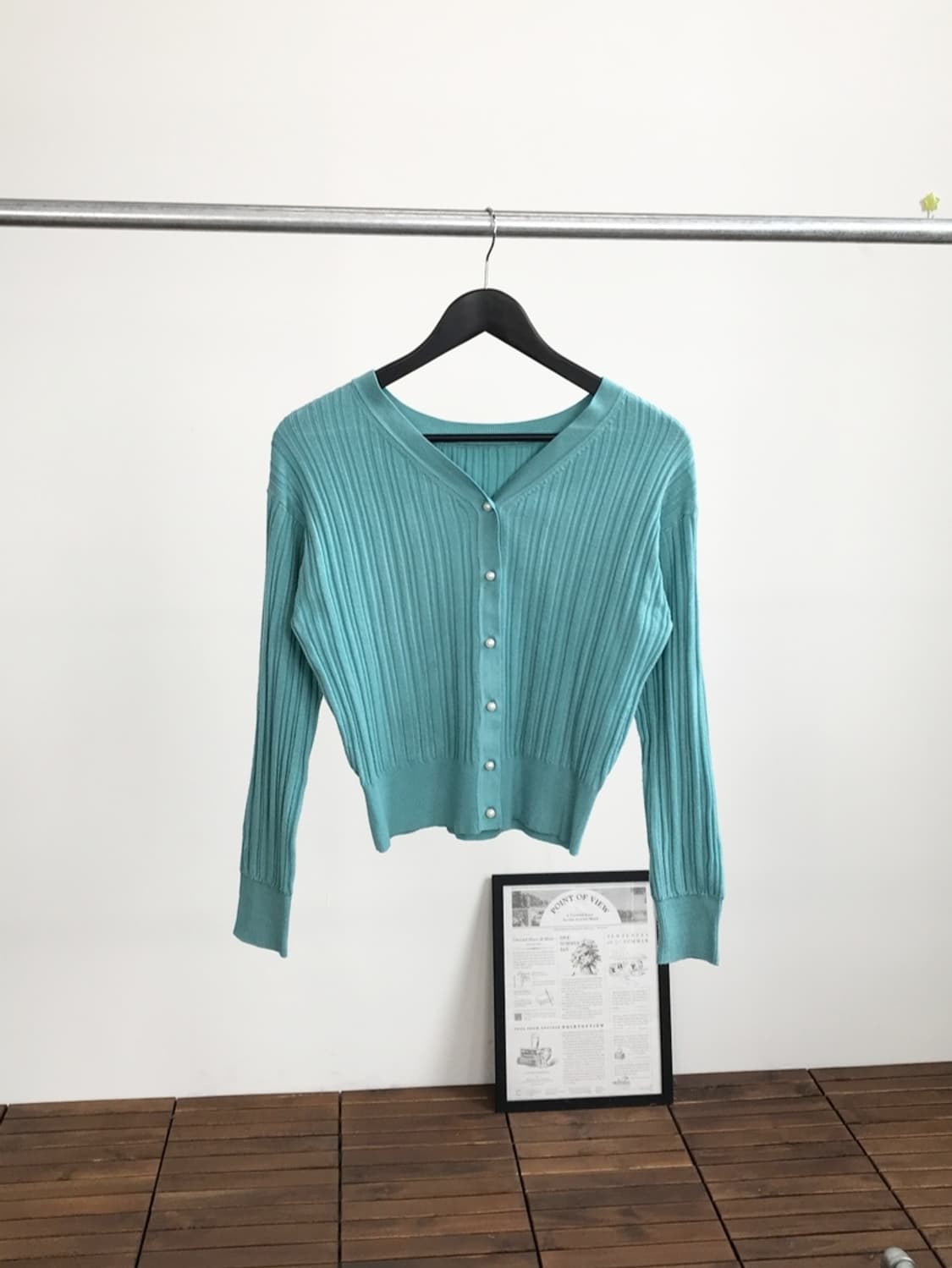 'Gu' Mint Acrylic Cardigans 상품이미지3