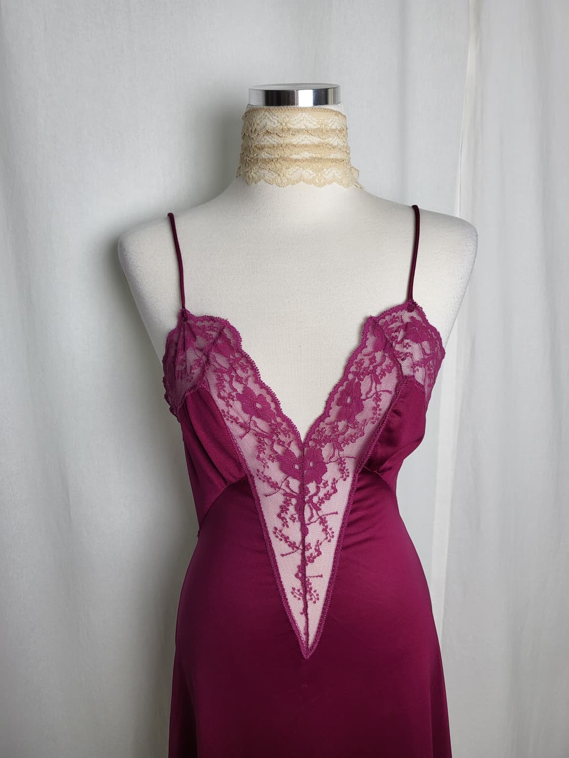 빈티지 버건디 퍼플 맥시 슬립 드레스 상품이미지3