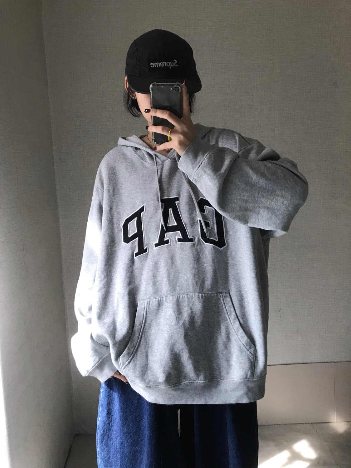 갭 그레이 오버핏 후드티 상품이미지5