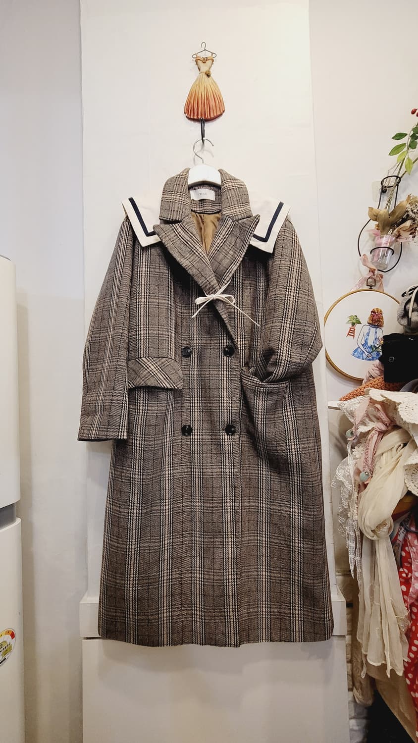 트위 체크 루즈핏 코트 상품이미지1