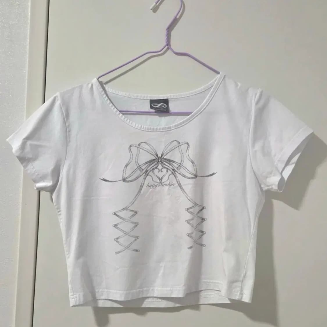 허그유어스킨 리본 코르셋 티셔츠 크롭티 상품이미지2