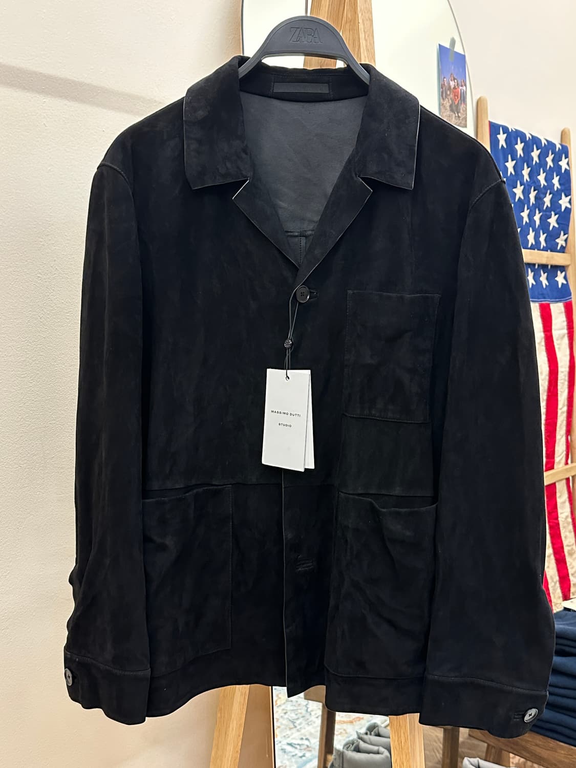 [새제품] 마시모두띠 스튜디오 고트스킨 스웨이드 가죽자켓 블랙 L 상품이미지1