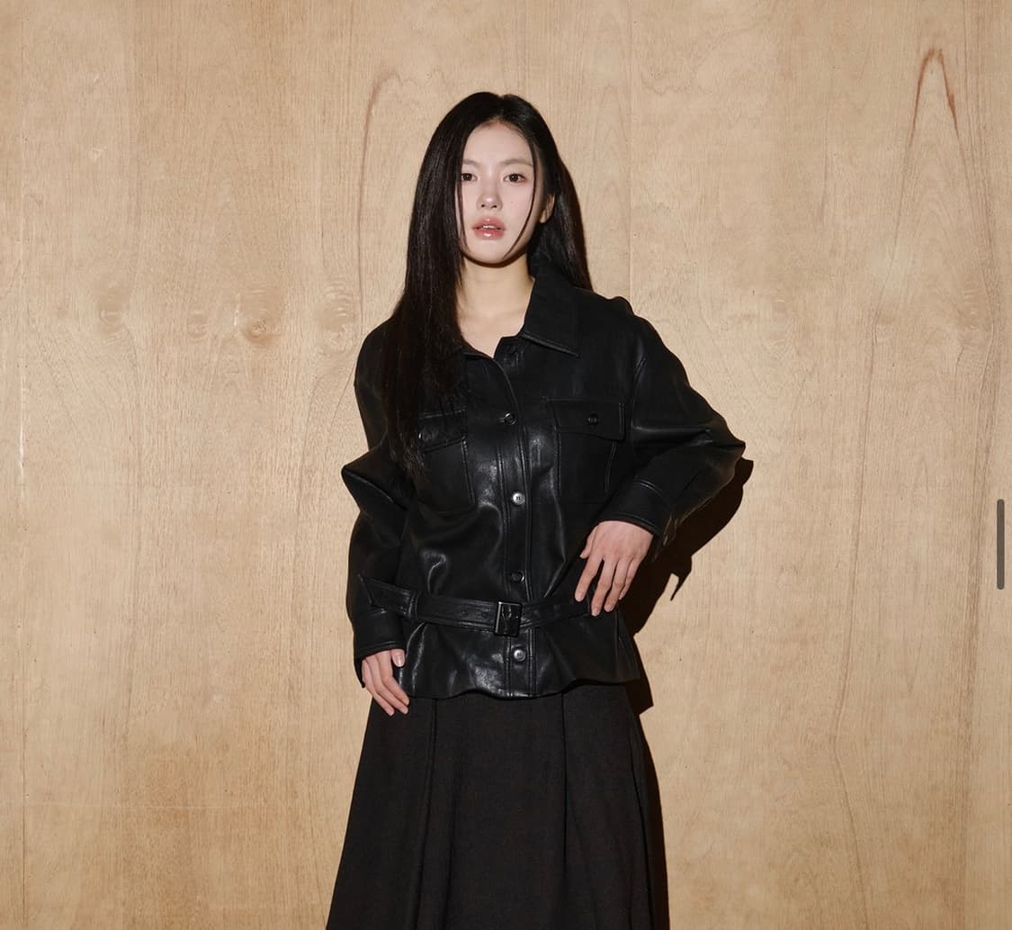 헬레네파리스 레더 버튼 클로슈어 재킷 상품이미지2