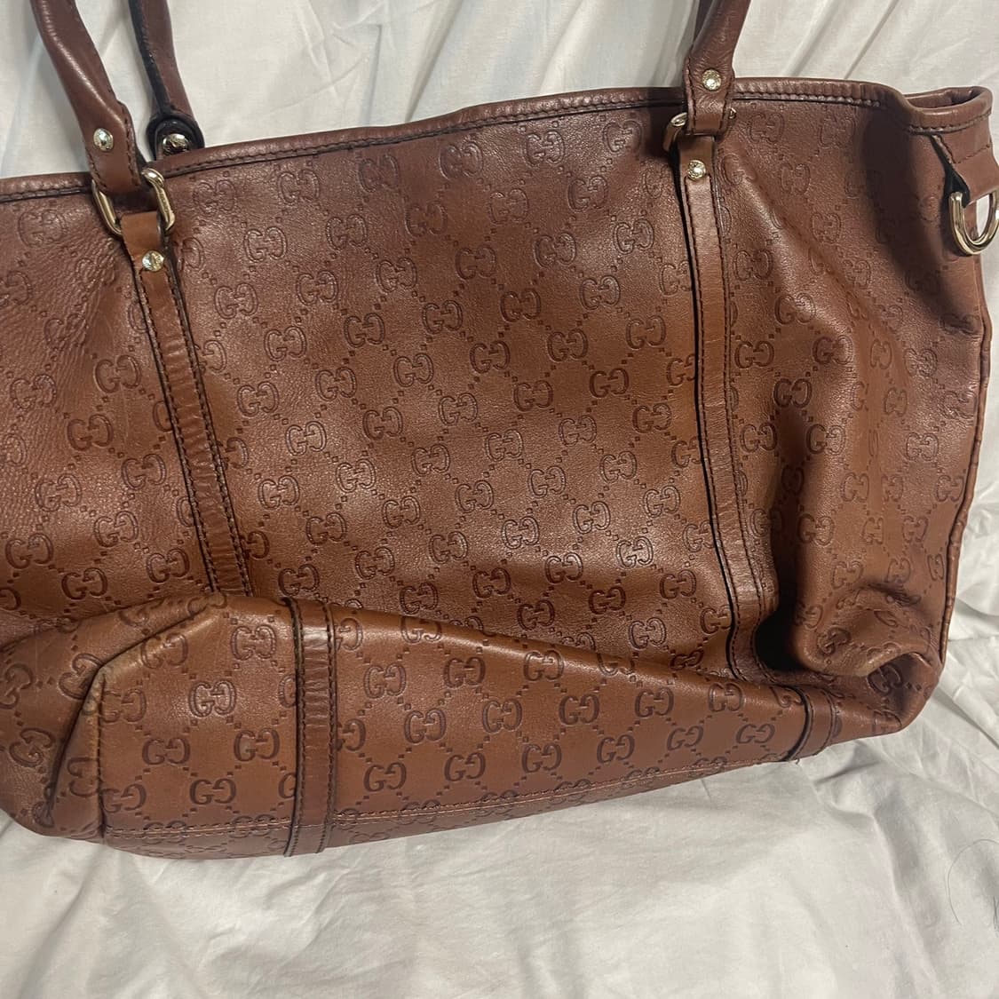 정품 구찌 레더가죽 쇼퍼백 브라운 상품이미지3