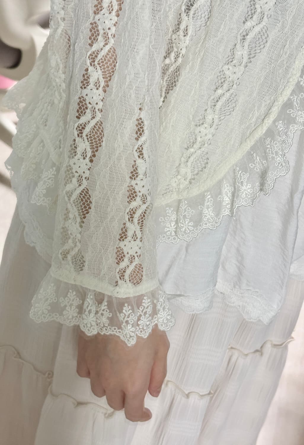 일본 빈티지 레이스 아이보리 가디건 상품이미지2