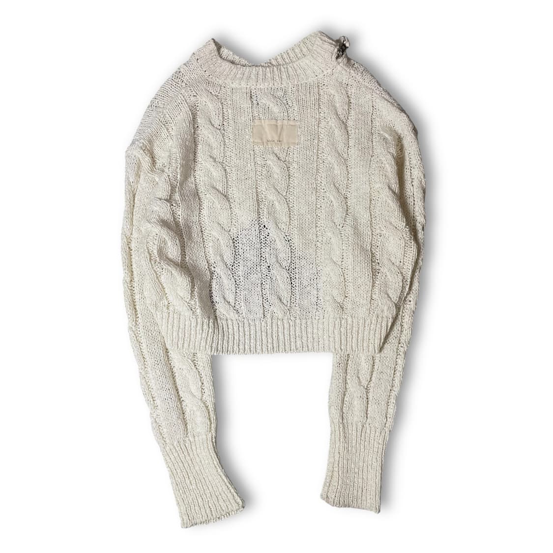 마땡킴 아이보리 지퍼 디테일 케이블 긴팔 니트 F 상품이미지2