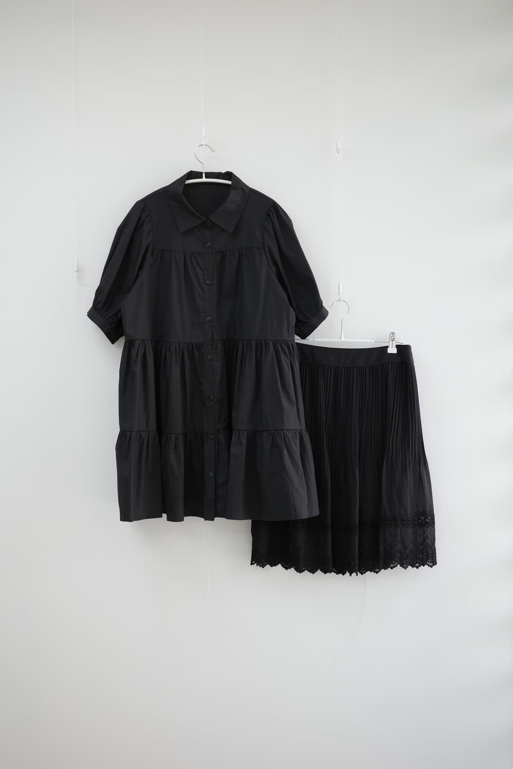 any FAM black pleats lace skirt 상품이미지4