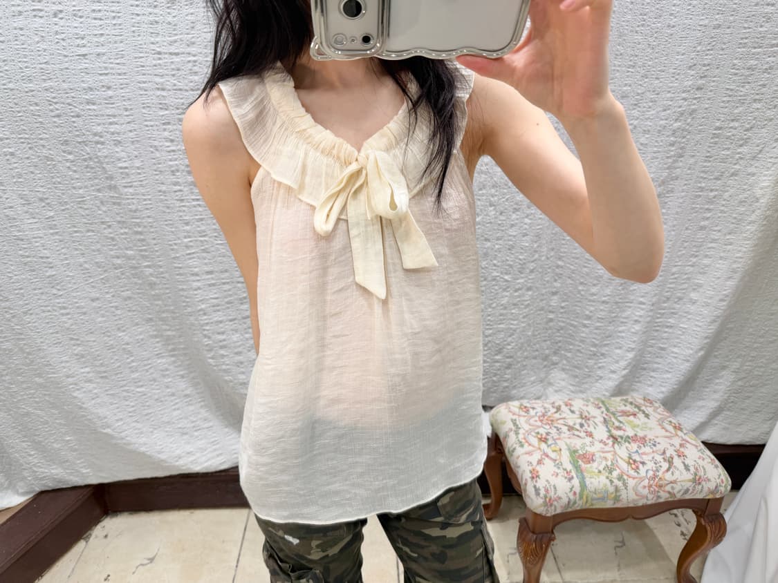 Ivory summer sleeveless blouse 상품이미지1