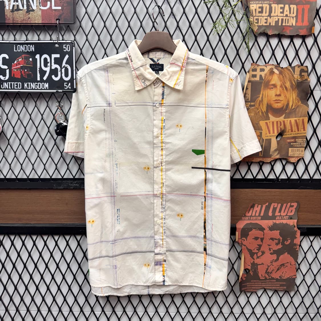 00s 폴 스미스 진스 반팔 코튼 셔츠 그래픽 프린팅 포인트 화이트 상품이미지1