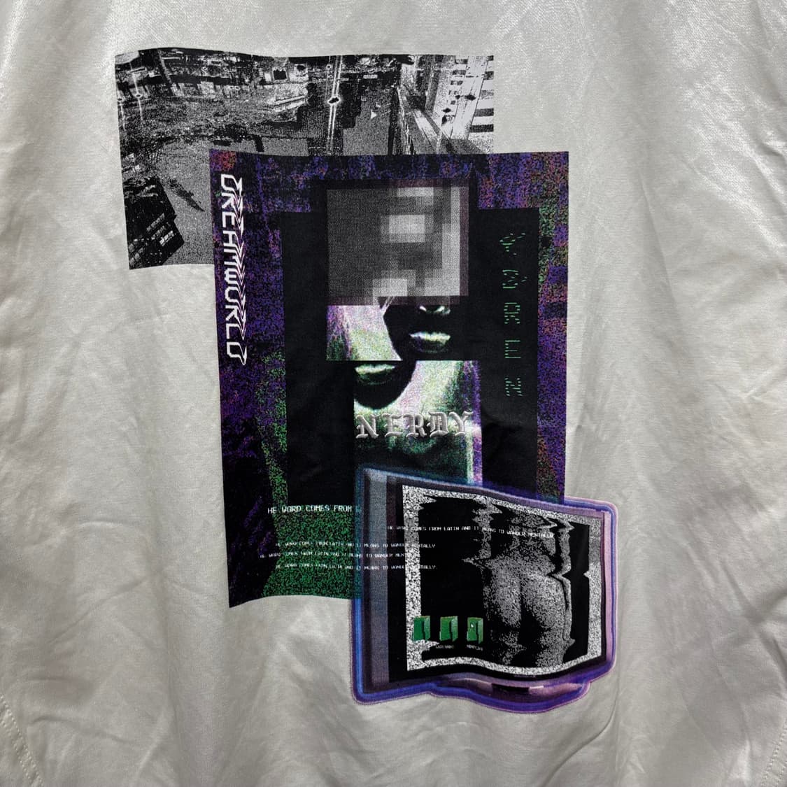 널디 화이트 프린팅 봄버 자켓 상품이미지5