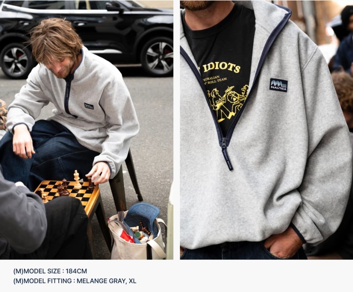 노티카 웨이브 폴라 하프 집업 풀오버 NFL2105 멜란지그레이 상품이미지2