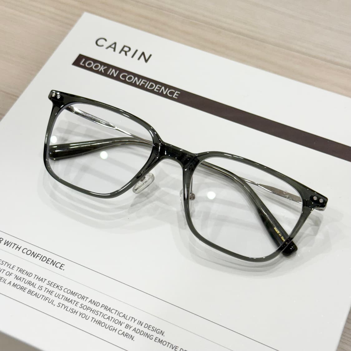 (새상품) 카린 AIR 3 S_C3 에어3 스퀘어 안경 클리어 카키 그레 상품이미지1
