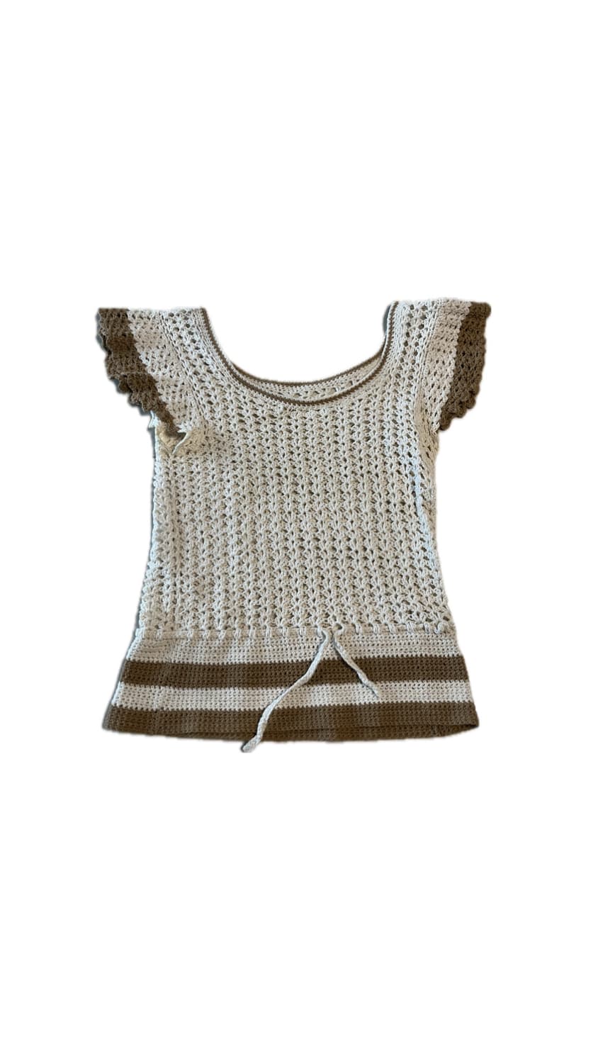 빈티지Vintage Cream & Brown Crochet Knit 상품이미지1