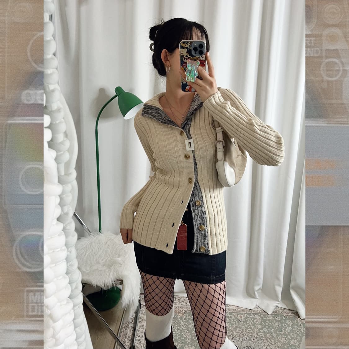 베이지 & 오레오 카라 니트 가디건 상품이미지5