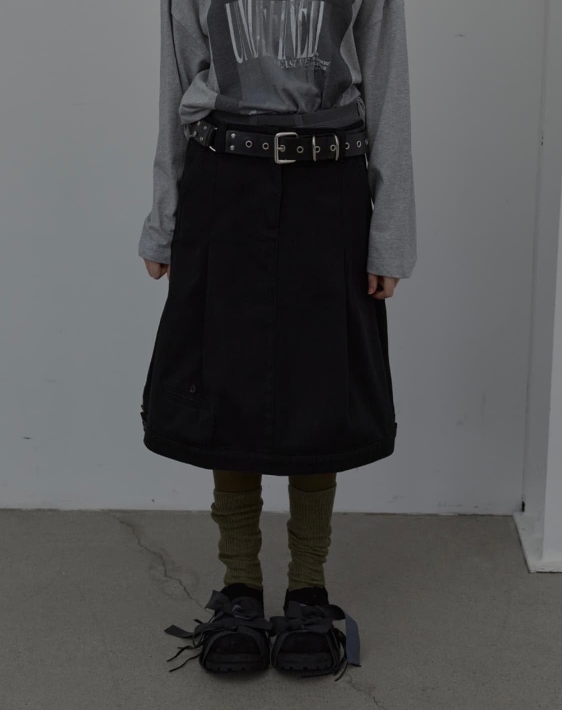 LCDC cotton tailored midi skirt (black) 상품이미지1