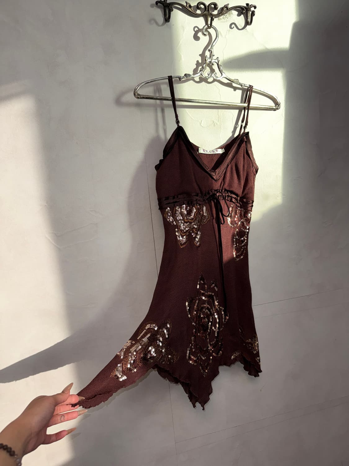 Dark brown oriental spangled flower ops 상품이미지5