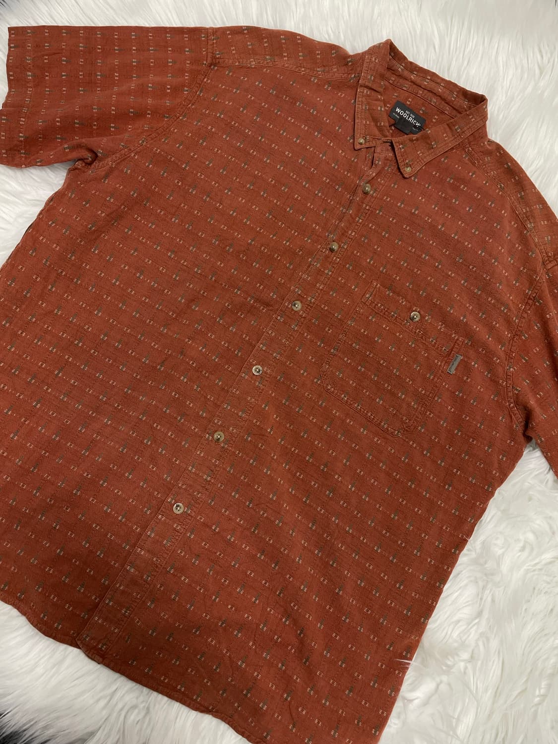 Burgundy cotton short-sleeved shirt 상품이미지2