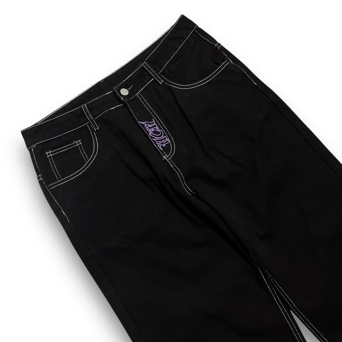 펑크 HCW 퍼플 스컬 크로스 다크 코튼 팬츠 상품이미지5