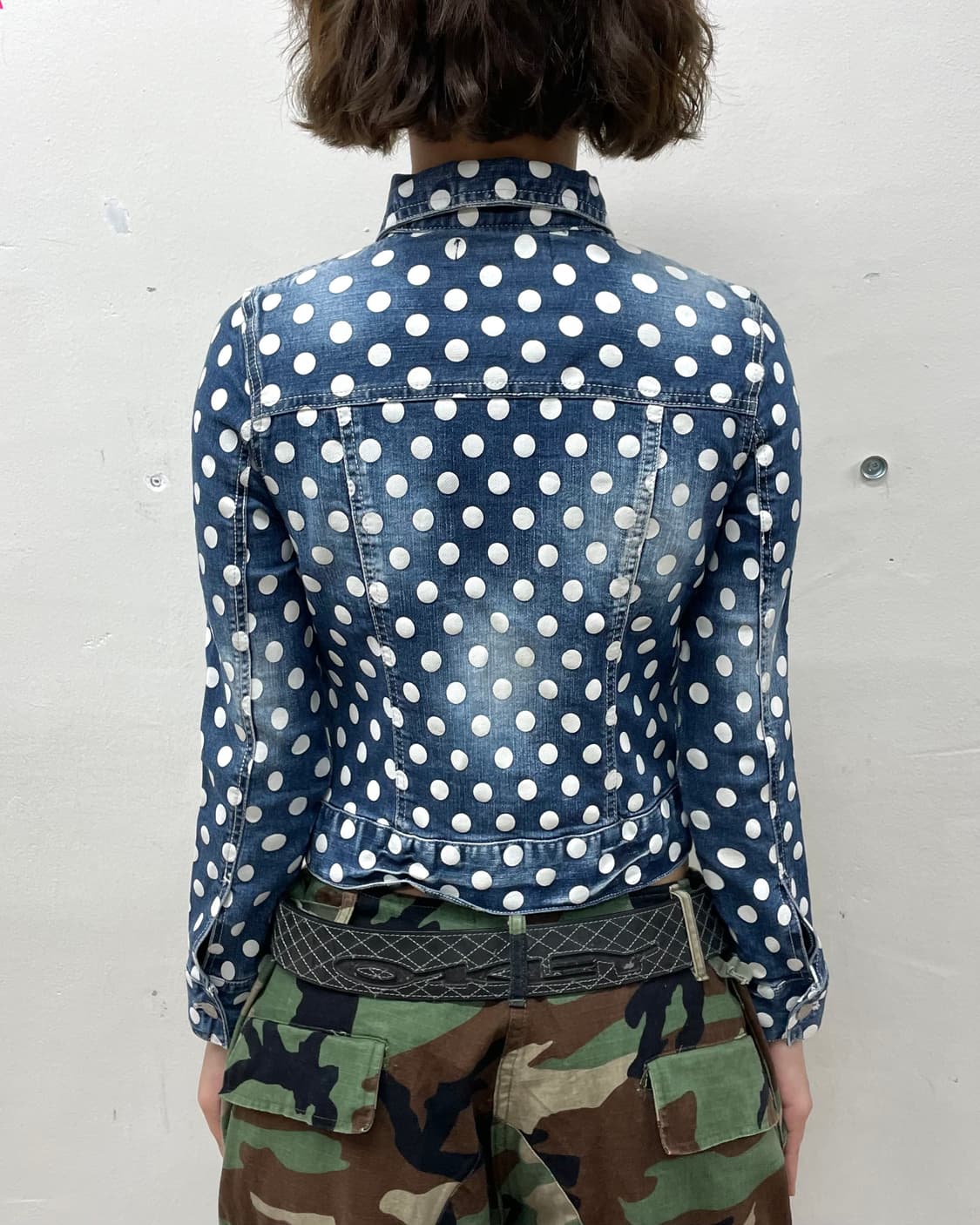 white dot denim washing jacket 상품이미지4