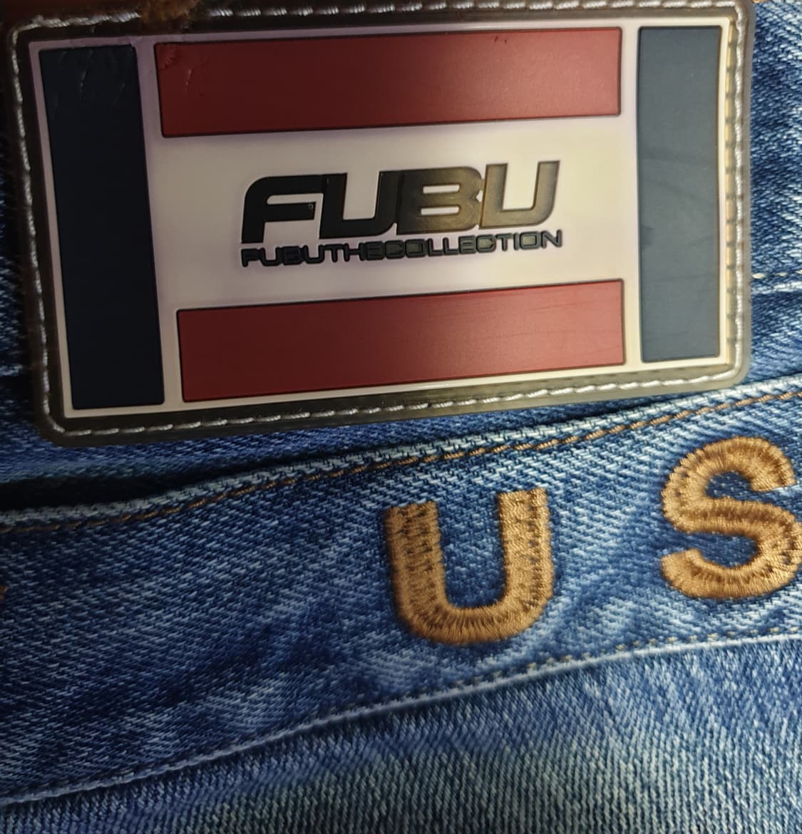 (07s) FUBU USA 성조기 백포켓 빈티지워싱 와이드 데님진(34) 상품이미지5