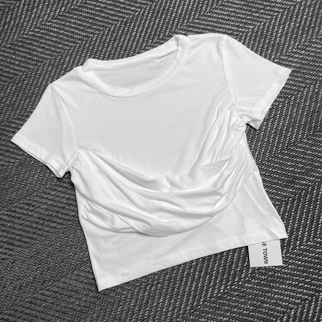 빈티지 우먼스 드레이프 디테일 반팔 티셔츠y 5331 상품이미지1