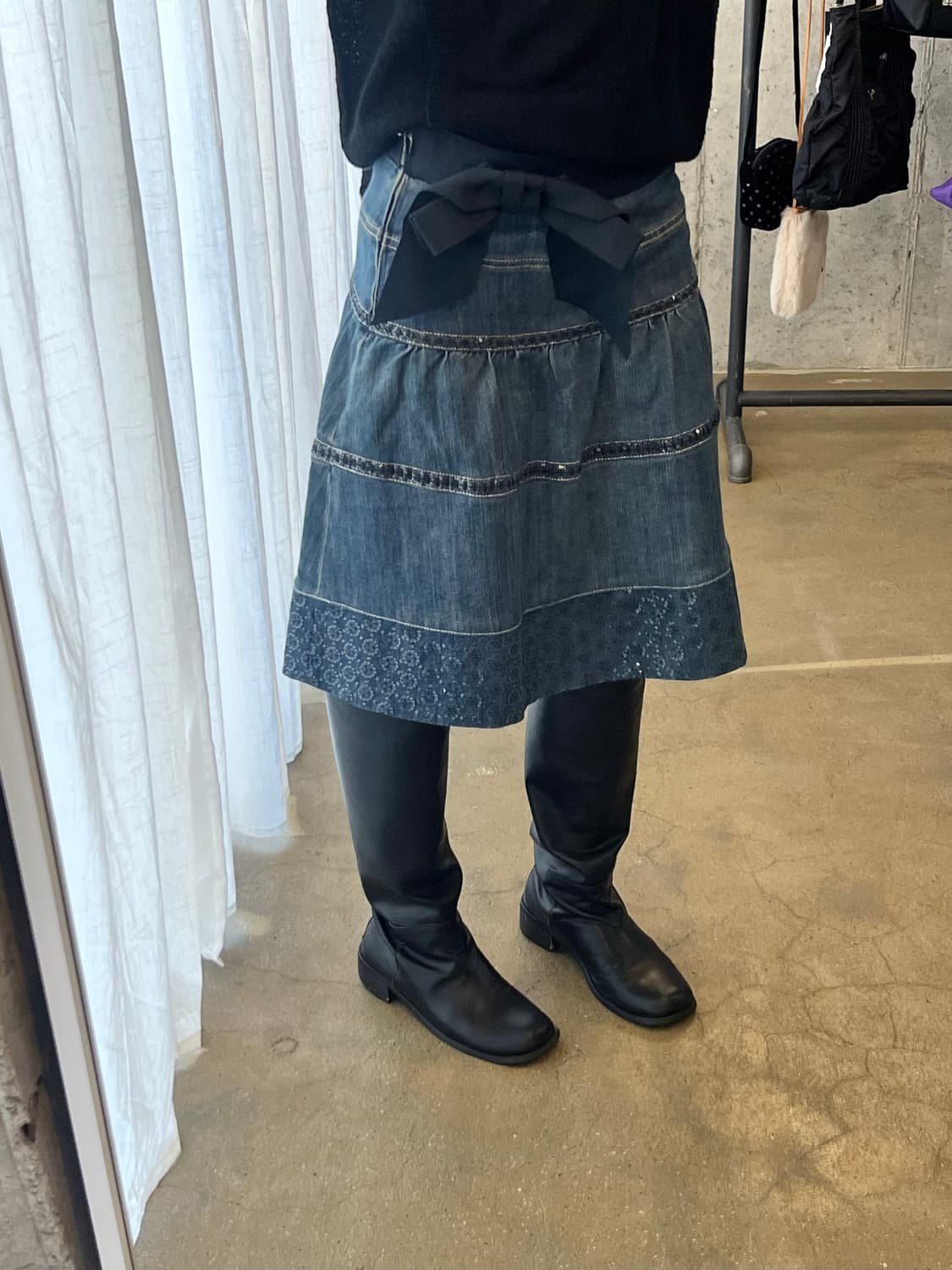 TO BE CHIC 리본 데님 스커트 상품이미지2