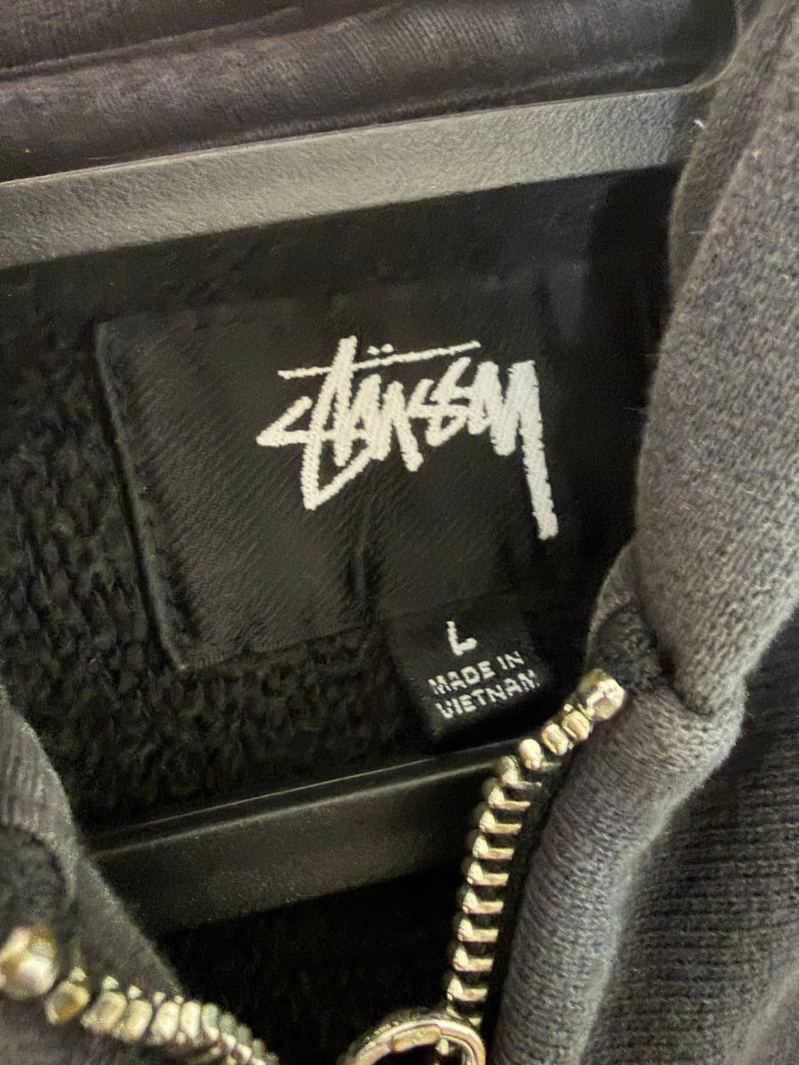 스투시 스포츠 후드집업 L 워시드 블랙 상품이미지4