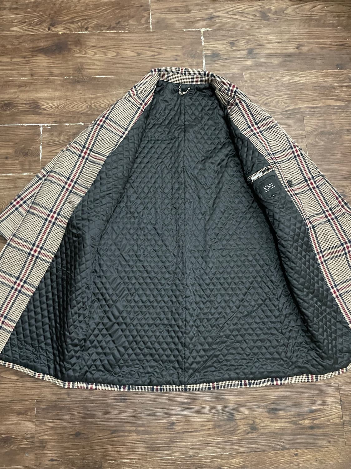 ESN 하운드 투스 울 체크 더블 코트 상품이미지9