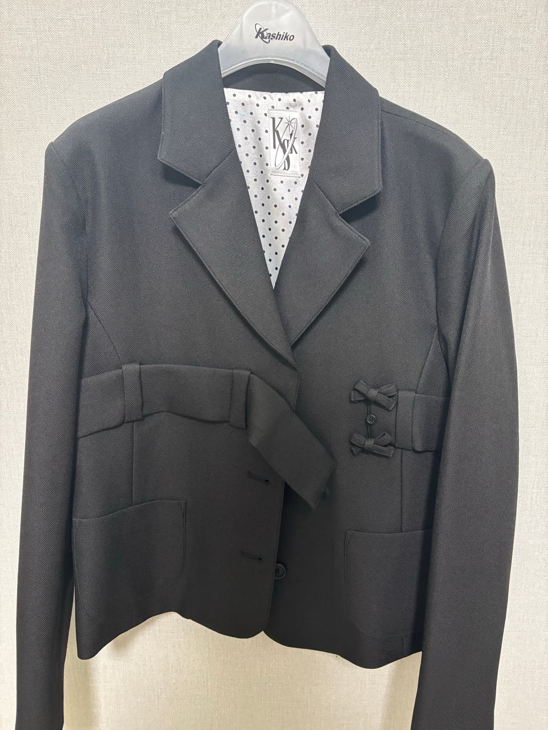 카시코 Ribbon Belted Preppy Jacket Black M 상품이미지3